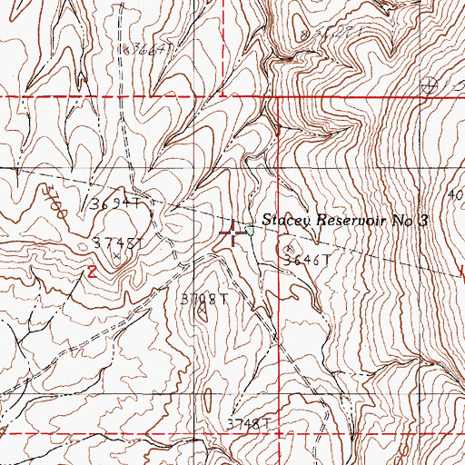 Topographic Map of Stacey Reservoir Number Three, OR