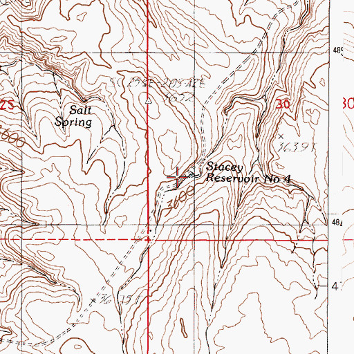 Topographic Map of Stacey Reservoir Number Four, OR