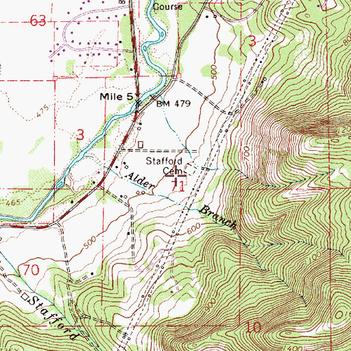 Topographic Map of Stafford Cemetery, OR