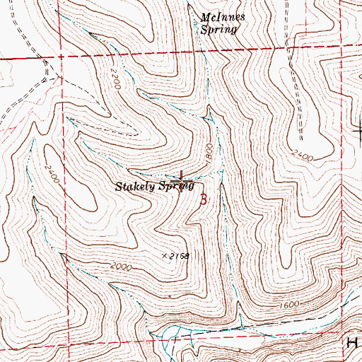 Topographic Map of Stakely Spring, OR