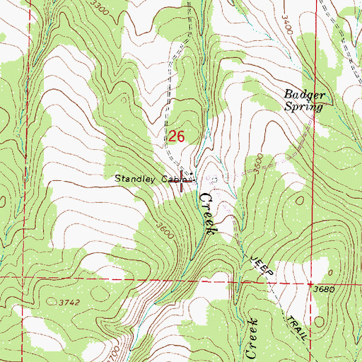 Topographic Map of Standley Cabin, OR