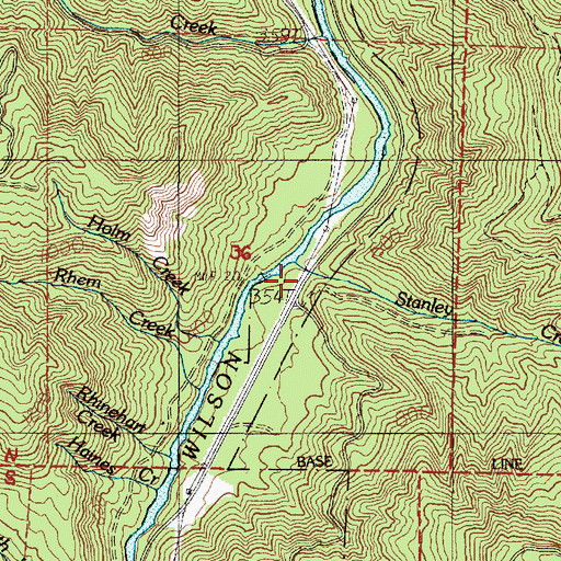 Topographic Map of Stanley Creek, OR