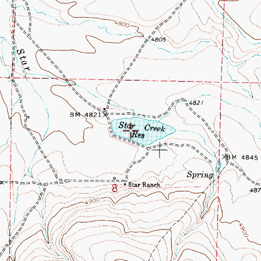 Topographic Map of Star Creek Reservoir, OR