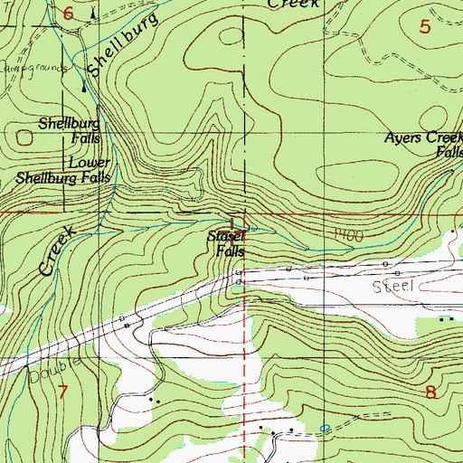 Topographic Map of Stasel Falls, OR