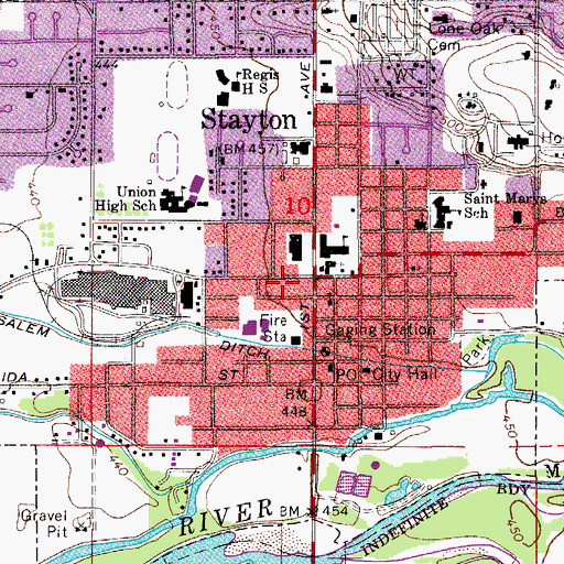 Topographic Map of Stayton, OR