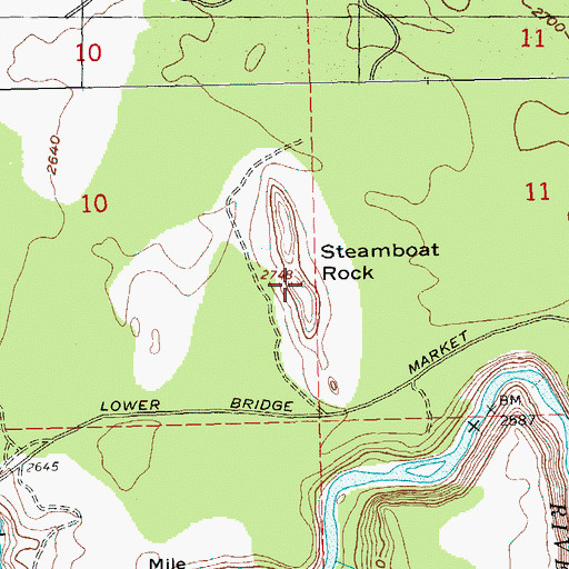 Topographic Map of Steamboat Rock, OR