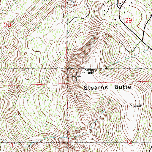 Topographic Map of Stearns Butte, OR