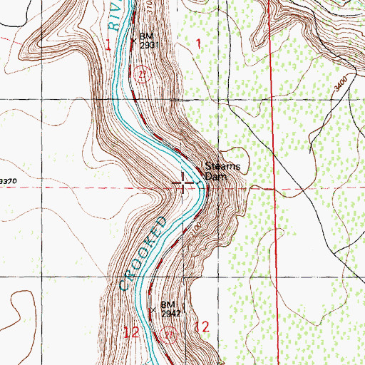 Topographic Map of Stearns Dam, OR