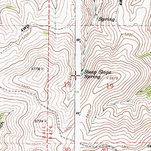 Topographic Map of Steep Slope Spring, OR