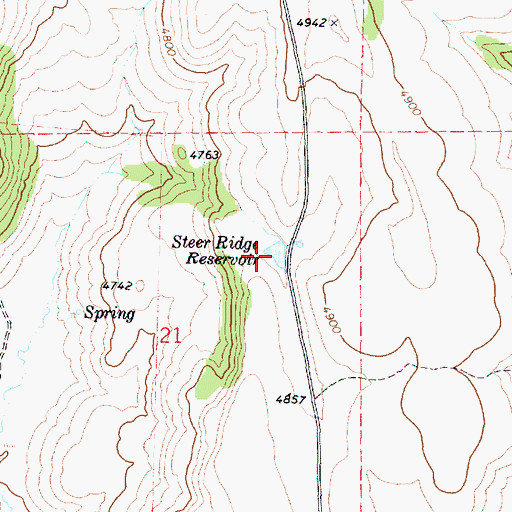 Topographic Map of Steer Ridge Reservoir, OR