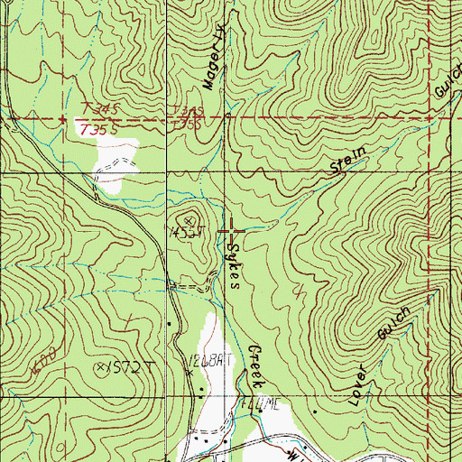 Topographic Map of Stein Gulch, OR
