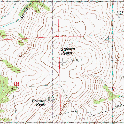 Topographic Map of Steiwer Peaks, OR
