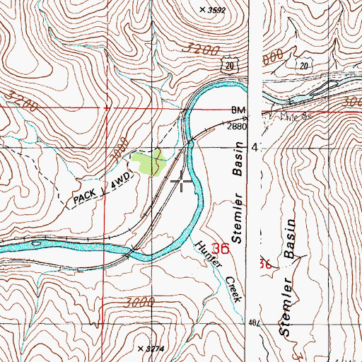 Topographic Map of Stemler Basin, OR