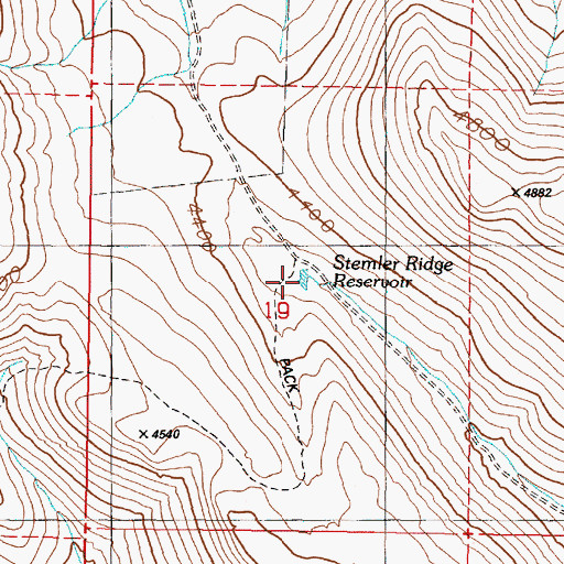 Topographic Map of Stemler Ridge Reservoir, OR