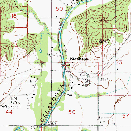 Topographic Map of Stephens, OR