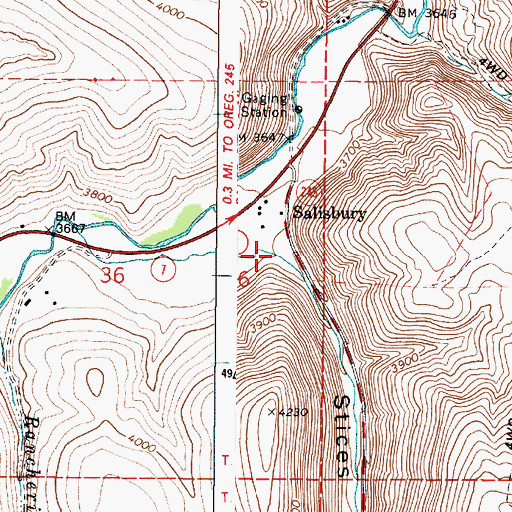 Topographic Map of Stices Gulch, OR