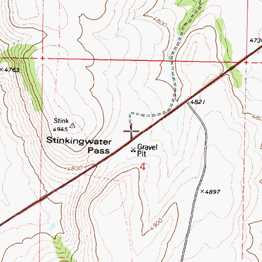 Topographic Map of Stinkingwater Pass, OR