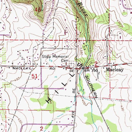 Topographic Map of Stipp Memorial Cemetery, OR