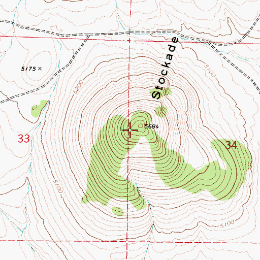 Topographic Map of Stockade Buttes, OR