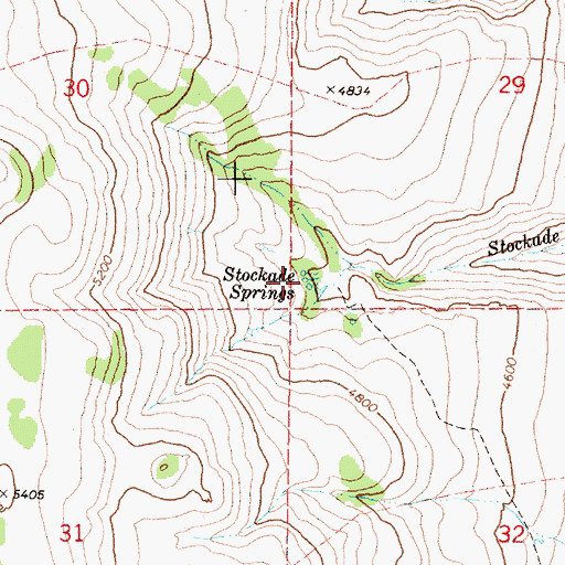 Topographic Map of Stockade Springs, OR