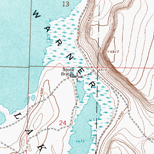 Topographic Map of Stone Bridge, OR