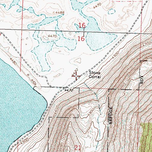 Topographic Map of Stone Corral, OR