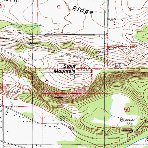 Topographic Map of Stout Mountain, OR