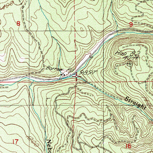 Topographic Map of Straight Creek, OR