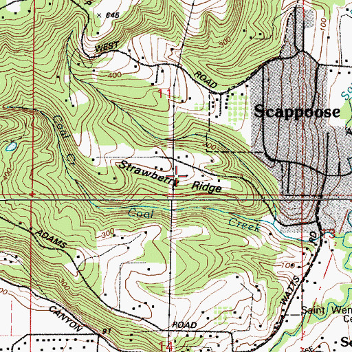 Topographic Map of Strawberry Ridge, OR