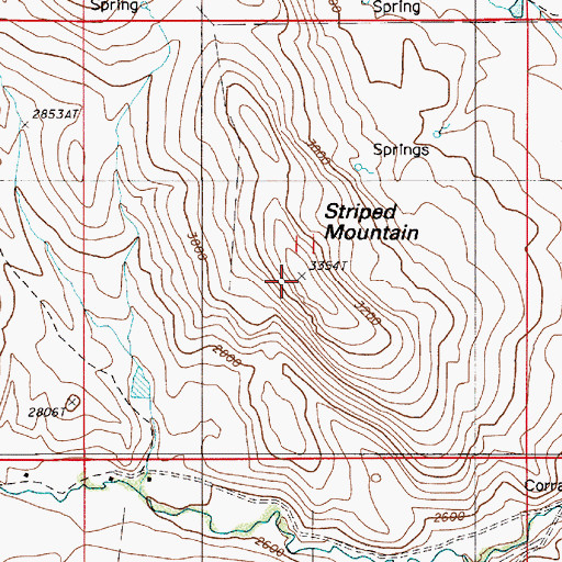 Topographic Map of Striped Mountain, OR