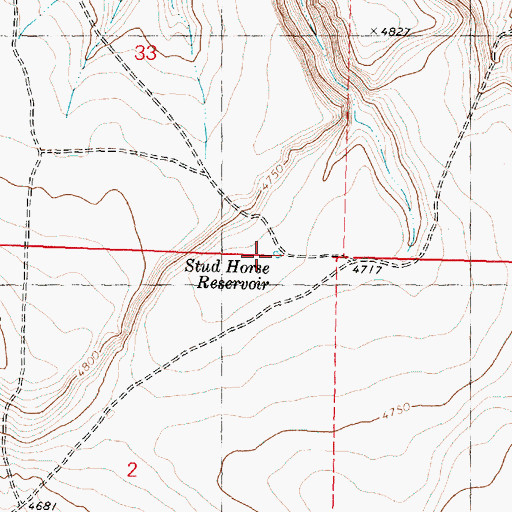 Topographic Map of Stud Horse Reservoir, OR