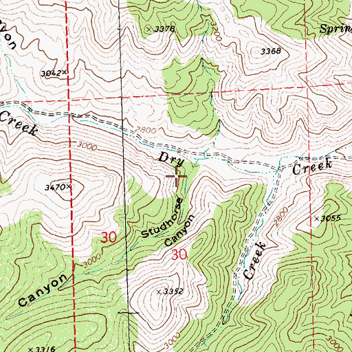 Topographic Map of Studhorse Canyon, OR