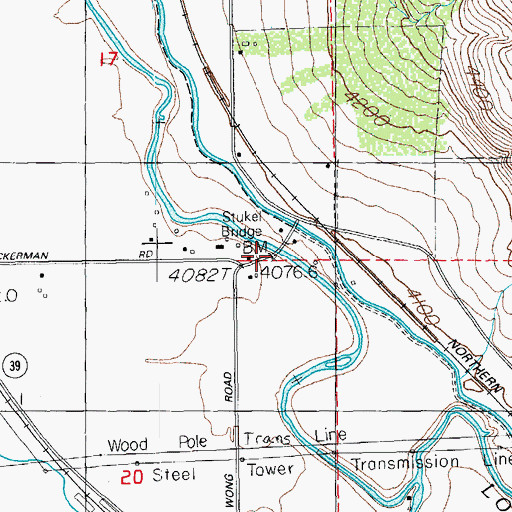 Topographic Map of Stukel Bridge, OR