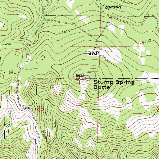 Topographic Map of Stump Spring Butte, OR