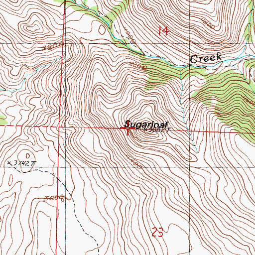 Topographic Map of Sugarloaf, OR