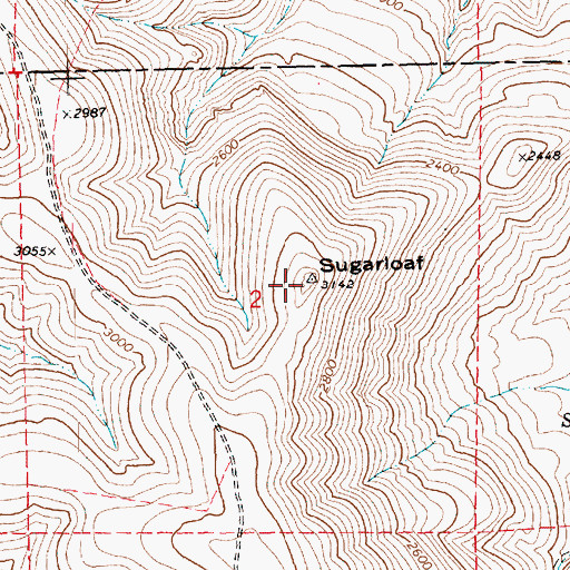 Topographic Map of Sugarloaf, OR