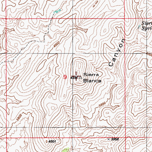 Topographic Map of Sierra Blanca, AZ