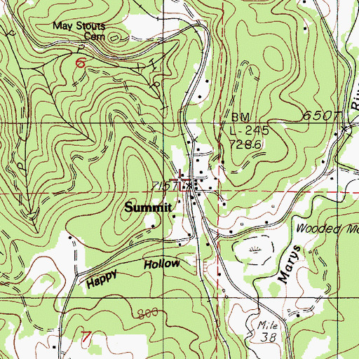 Topographic Map of Summit, OR