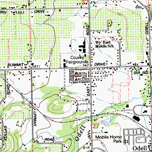 Topographic Map of Summit, OR