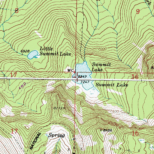Topographic Map of Summit Lake, OR