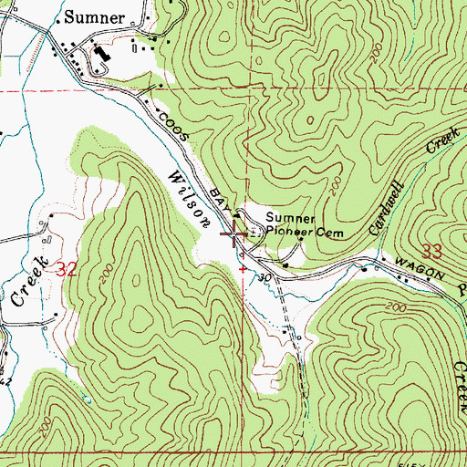 Topographic Map of Sumner Pioneer Cemetery, OR