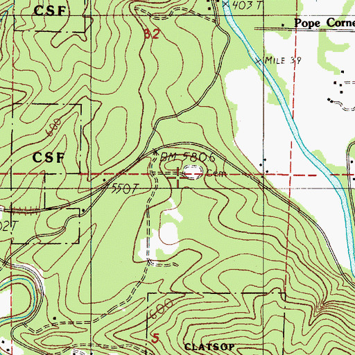 Topographic Map of Sunny Hill Cemetery, OR
