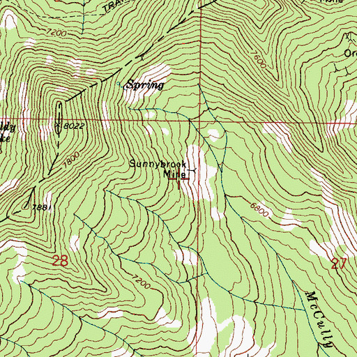 Topographic Map of Sunnybrook Mine, OR
