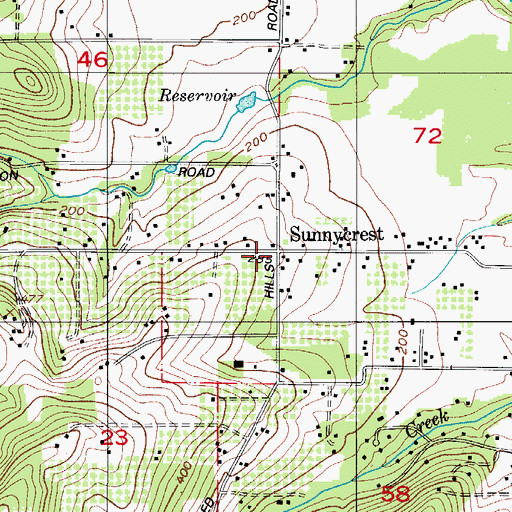 Topographic Map of Sunnycrest, OR