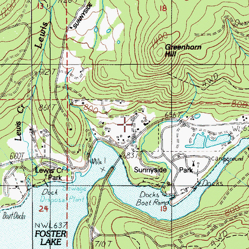 Topographic Map of Sunnyside School (historical), OR