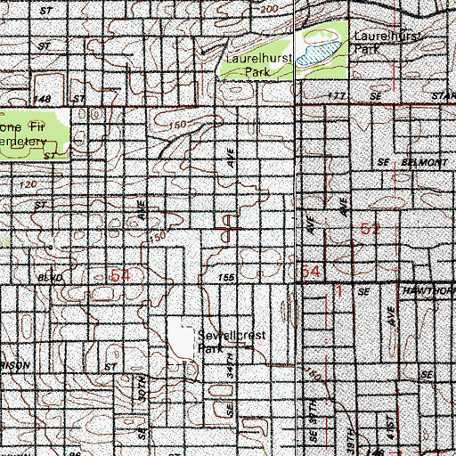 Topographic Map of Sunnyside Environmental School, OR