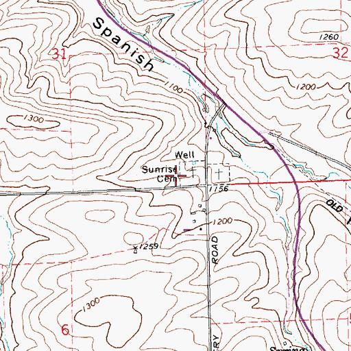 Topographic Map of Sunrise Cemetery, OR
