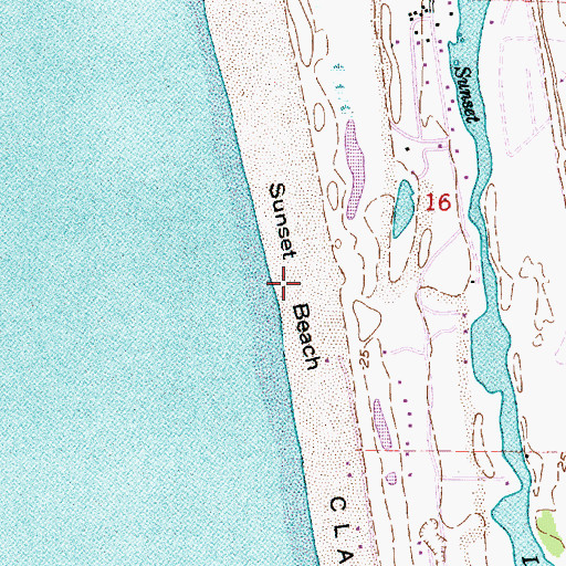 Topographic Map of Sunset Beach, OR