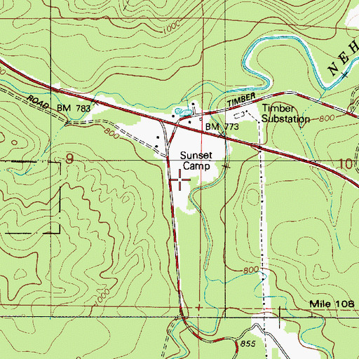 Topographic Map of Sunset Camp, OR