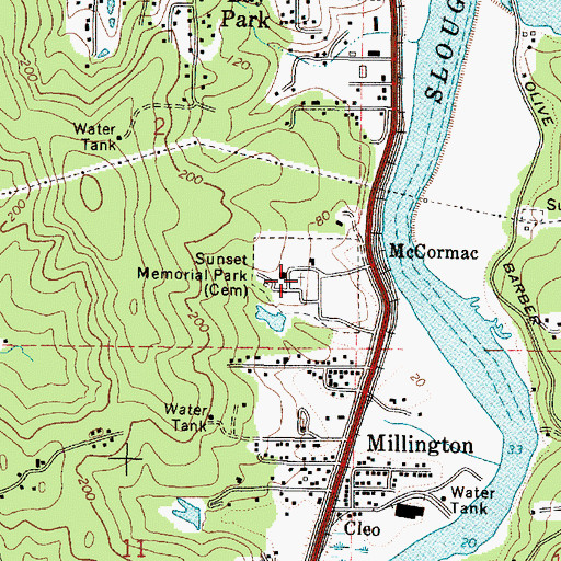 Topographic Map of Sunset Memorial Park, OR